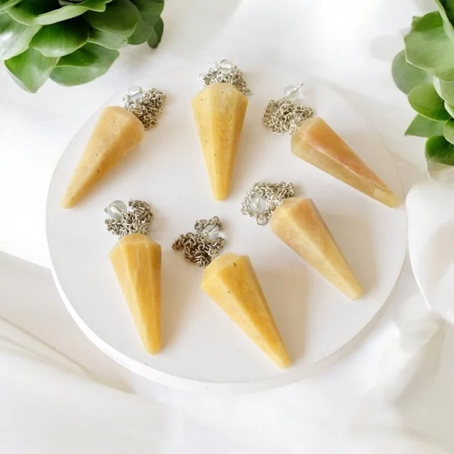 Best Price Buy Yellow Aventurine  Dowsing Pendulum  Faceted Cone Shape Handmade Pendulum Deviation Pendulum Metaphysical Crystal