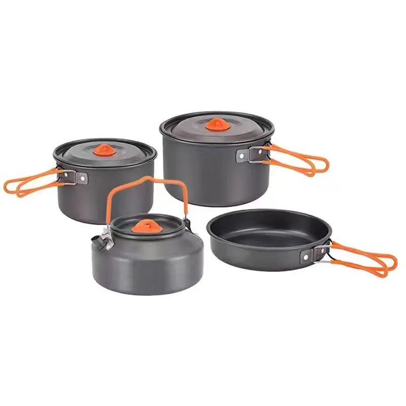 Outdoor Set of Pots and Camping Cookware Set, Portable Outdoor Water Kettle Camping Non Stick Frying Pan Camping Equipment