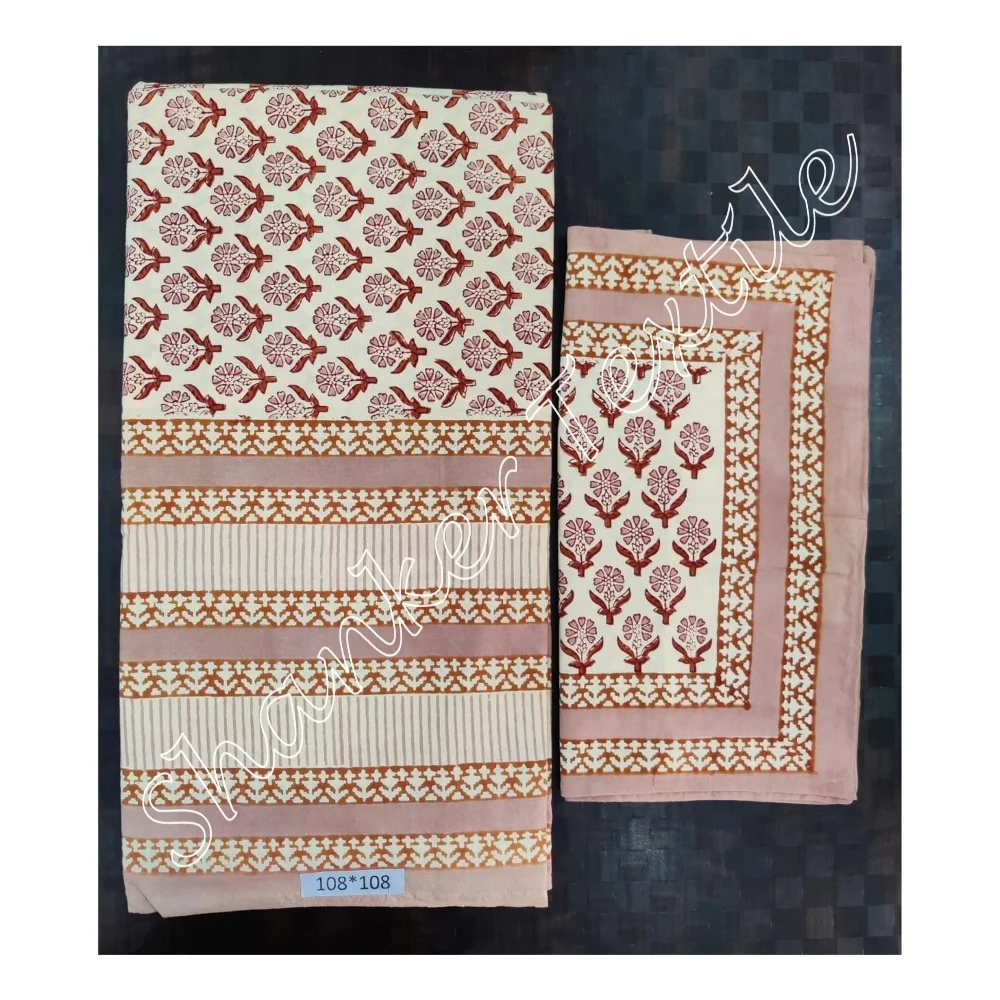 New Print Classic Indian Handmade King Size 108x108 Cotton Premium Cotton Bedsheet With Pillow Cover Set