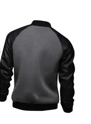 Cool College Baseball Jacket Men 2017 Fashion Design Black Pu Leather Sleeve Mens Slim Fit Varsity Jacket Brand Veste Homme