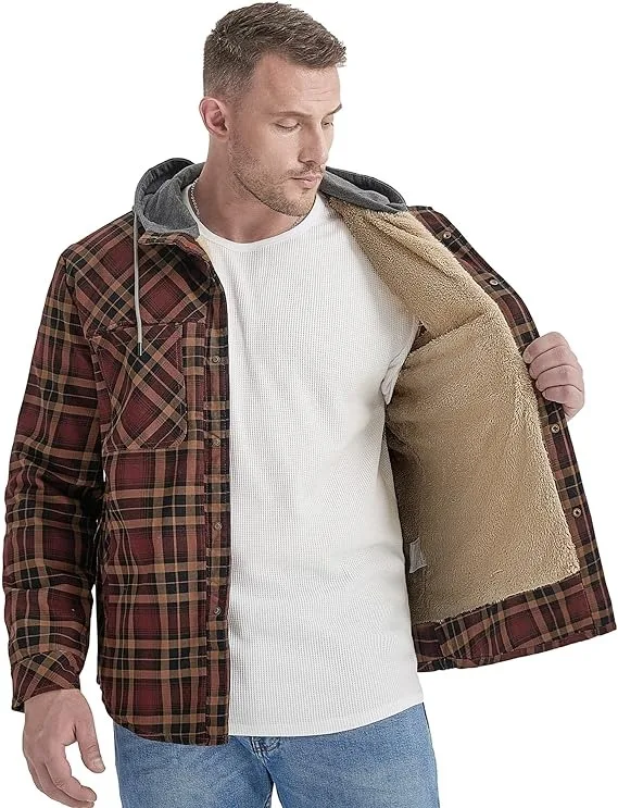 100% Cotton Heavyweight Autumn Winter Long Sleeve Buffalo Plaid Flannel Shirt Jacket for Men Clothing Checks Overshirt Jacket