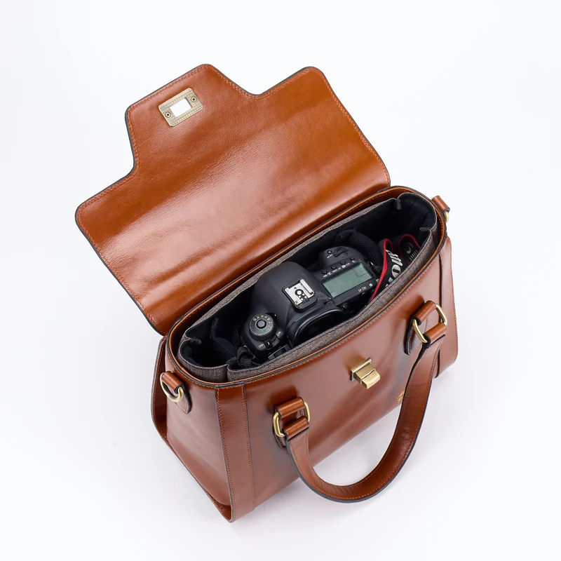 Fashion designed Real/Genuine leather cross body camera bag for Female & Male