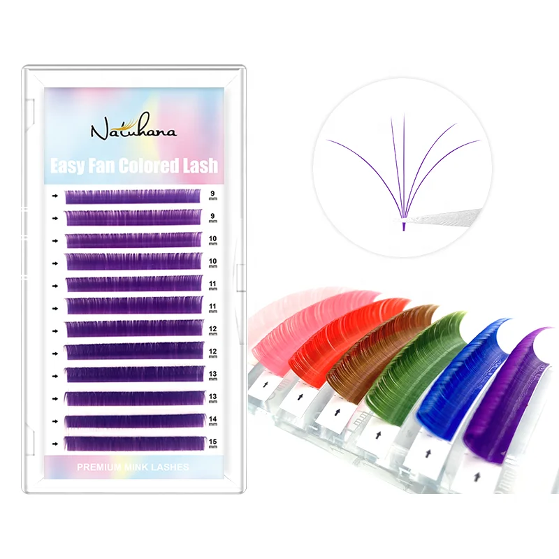 NATUHANA Wholesales PBT Mink 1S Blossom Eyelashes Individual Matte Black Lash Extensions Easy Fan