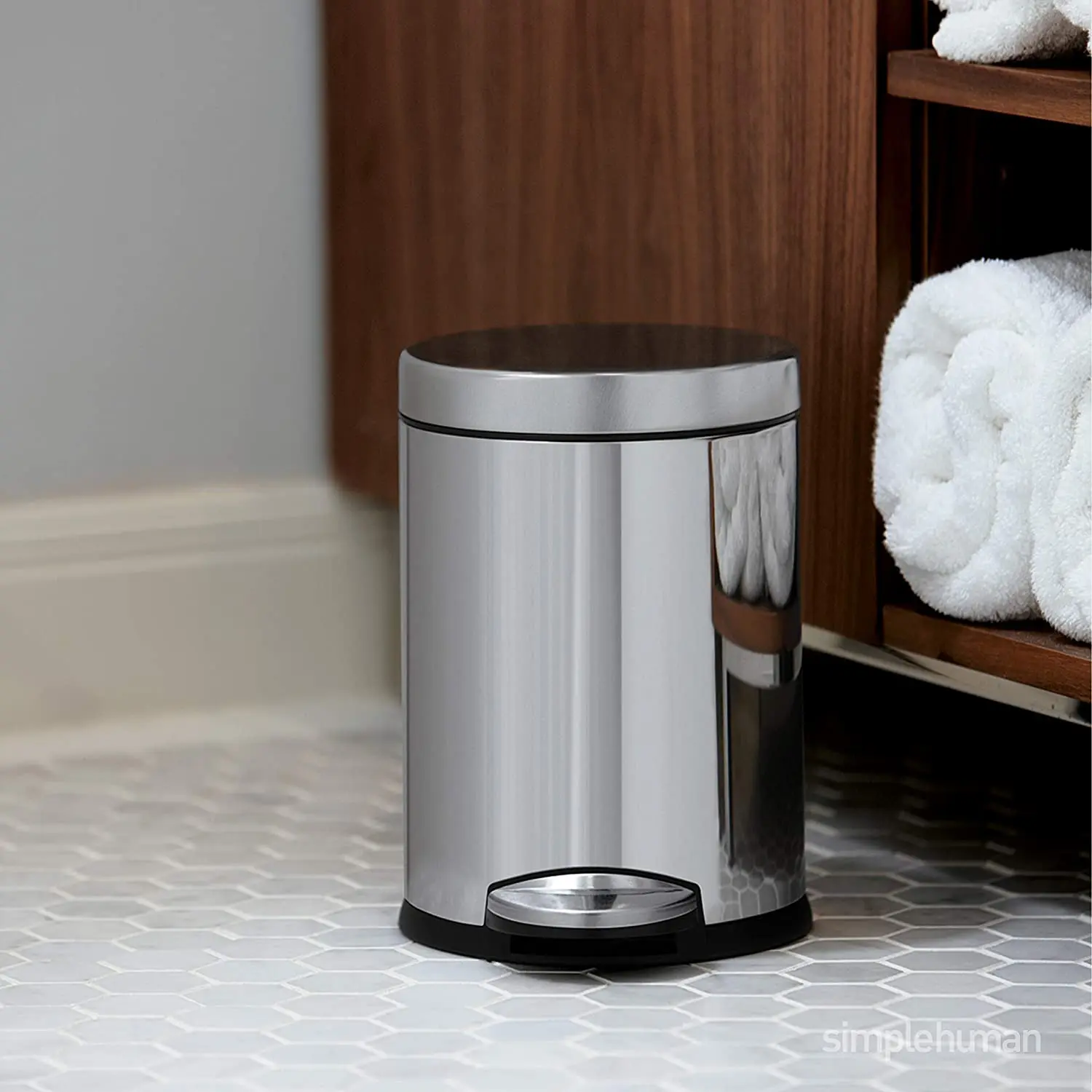 Best Selling Small Bathroom Trash Can Removable Inner Bucket Foot Pedal Stainless Steel Garbage Bin