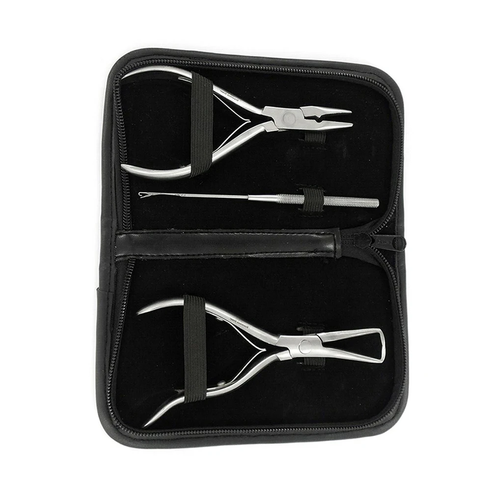 Surgical Grade Needle Nose Hair Extension Pliers Kit 3 Pcs Kit Finish Polish Handle Stainless Steel Hair Pliers Set
