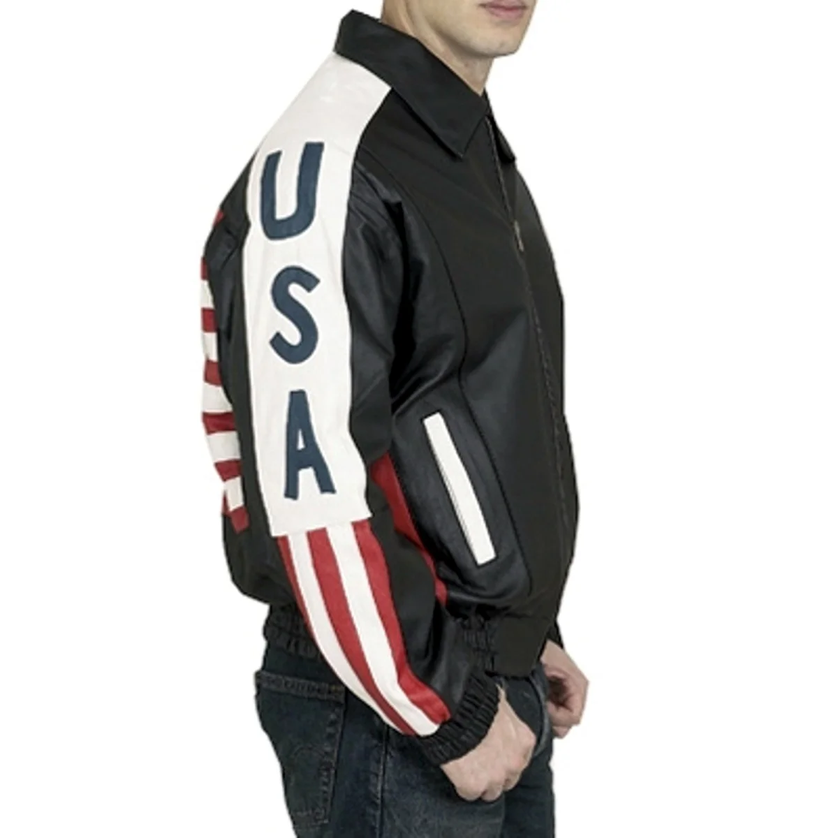 HMB-0424A мужская кожаная куртка с флагом США мотоциклетная куртка-бомбер модная байкерская