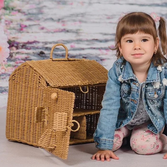 New Arrival Rattan Dollhouse for games Small house Playhouse Wicker High Quality for Kid Toy Wholesale Supplier