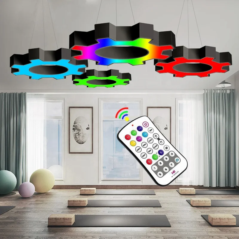 2.4G Smart Light Gear Shape RGBW LED pendant chandelier RGB+CW+WW Smart Life Remote Control Dimmable