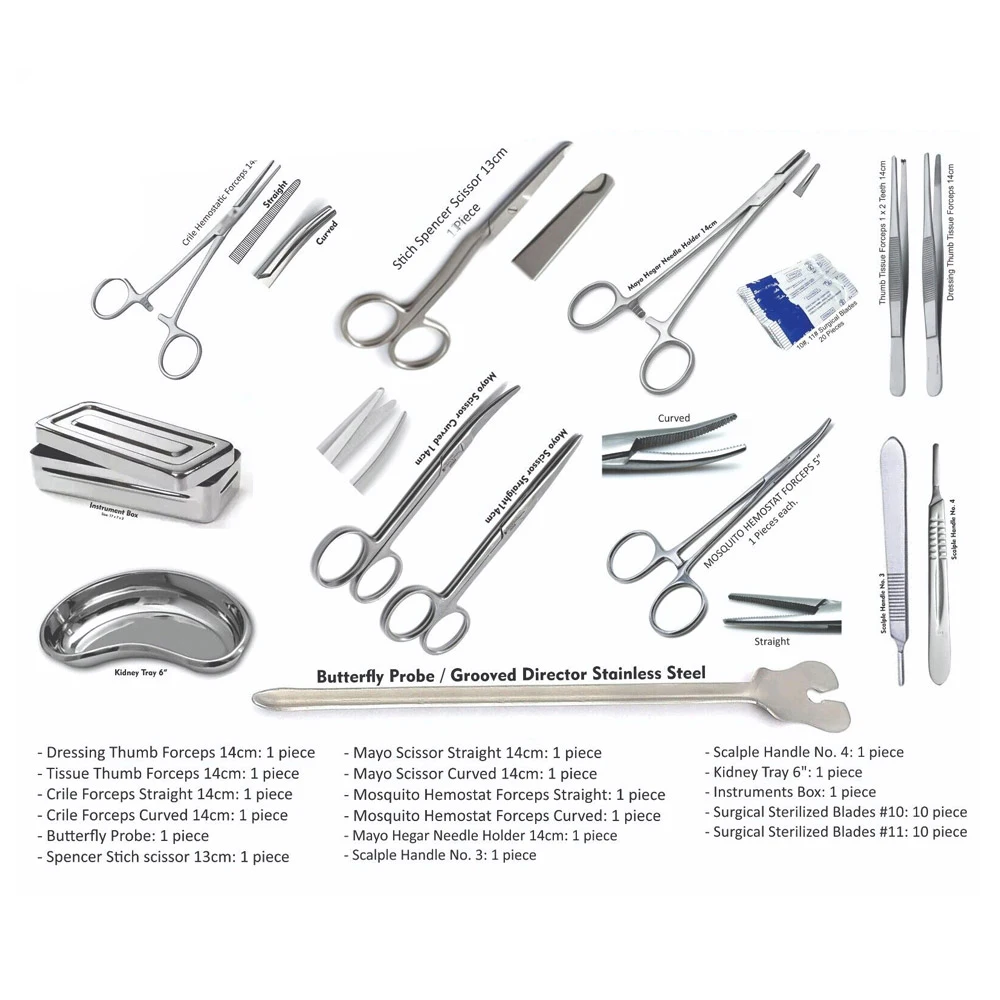 35-Piece Minor Surgery Basic Surgical Instruments Kit for Veterinary Use Includes Forceps, Scissors, Needle Holders, and More