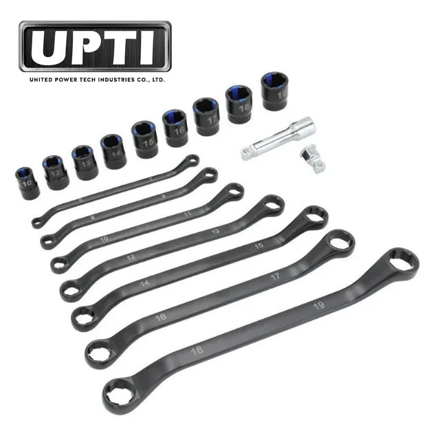 Taiwan Made High Quality Automotive Tools New 18pcs Black Oxide Bolt Extractor Offset Wrench And Socket Set (METRIC)