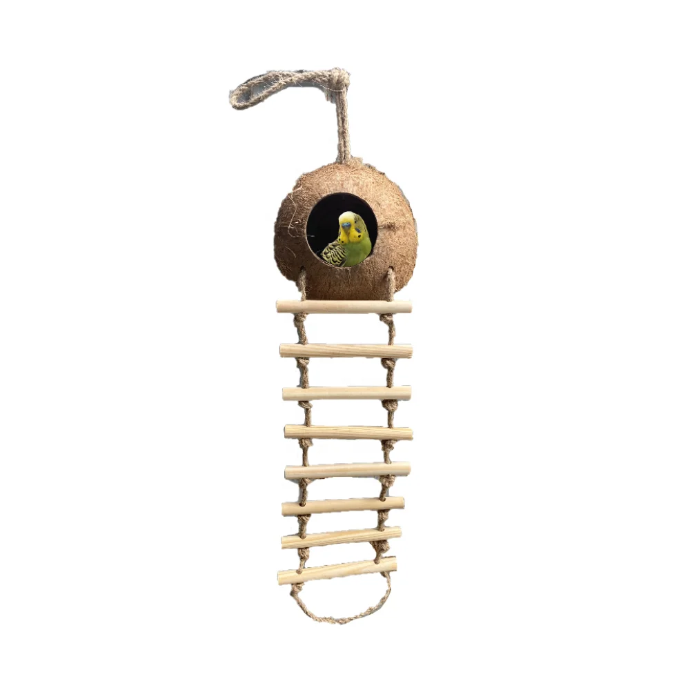 Natural Coconut Shell Bird Cage Bird Nest With Hanging Lanyard for Small Pet Parakeets Finches Sparrows Wholesales Price