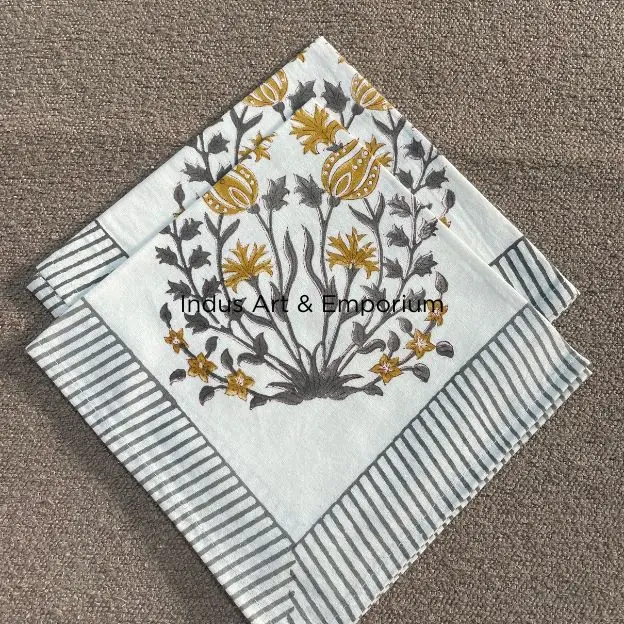 Beautiful Handmade Cotton Napkins Wholesale Hand Block Printed Cotton Napkins Colorful Hand Block Napkins