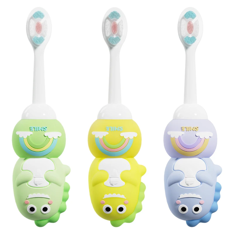 Детская зубная щетка OralGos для малышей мягкая щетина нескользящая ручка без BPA удобная путешествий (3 вида цветов)