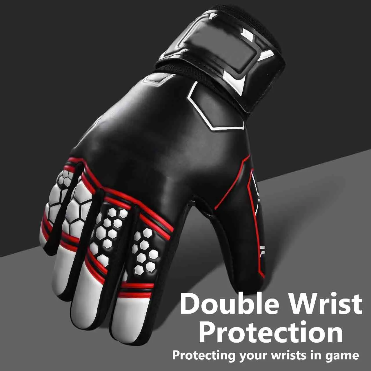 Soccer Football Goalie Goalkeeper Gloves for Kids, Youth Boys Junior with Double Wrist Protection Strong Anti Slip Grip