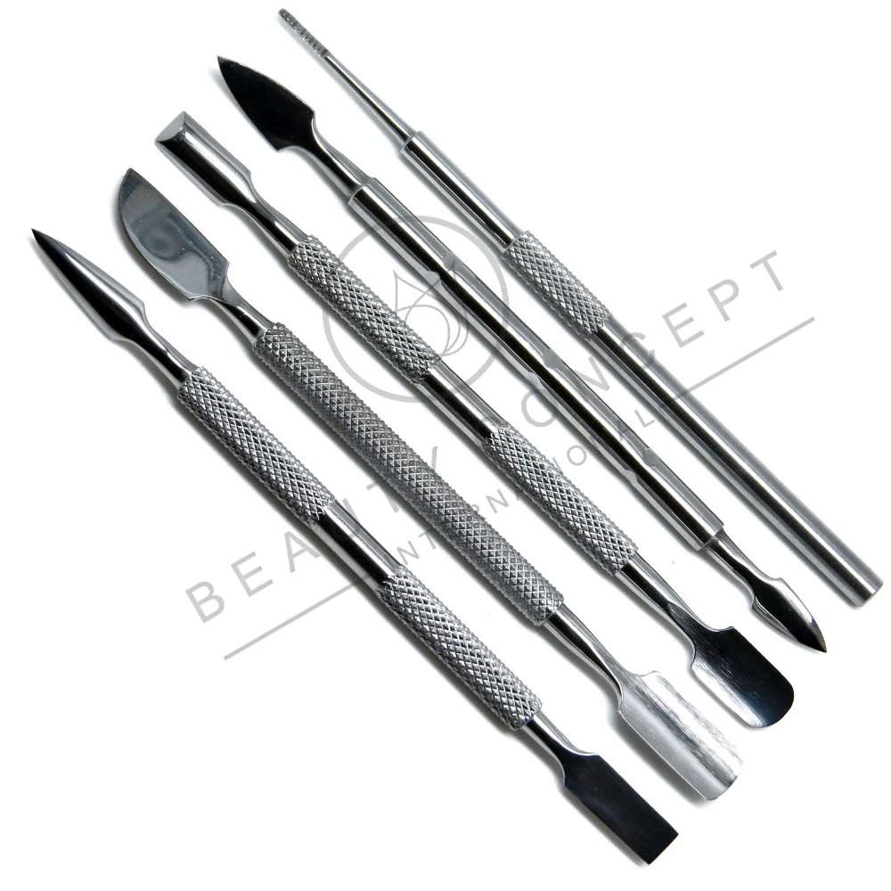 Stainless Steel Dual Tip Cuticle Pusher & Nail Grooming Tool High-Quality Stainless Steel Cuticle Pushers Set of 5 Eco-Friendly