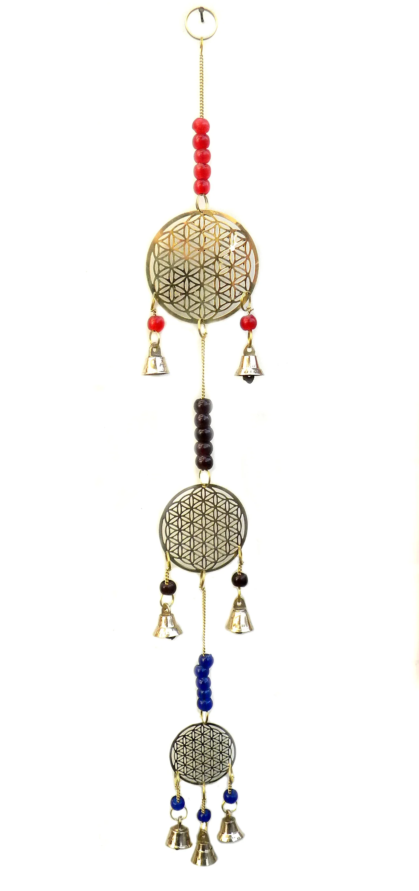 Feng Shui Wall Hanging Om Decoration Flower of Life Aluminium metal Tree Of Life Bell Spiral with pearl and beads Star Pentacle