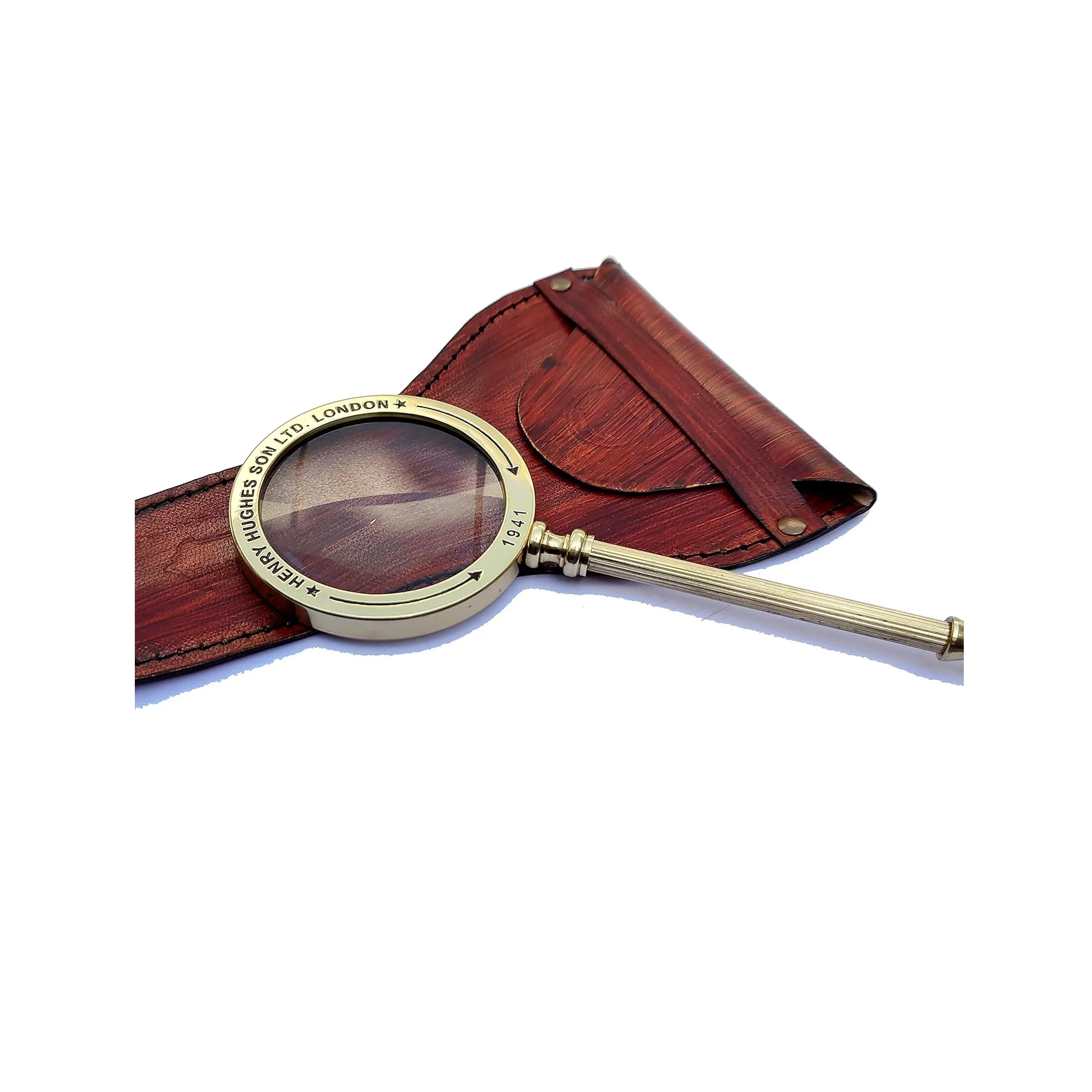 Magnifier Full Brass Henry Hughes London  Hand Held Magnifying Glass