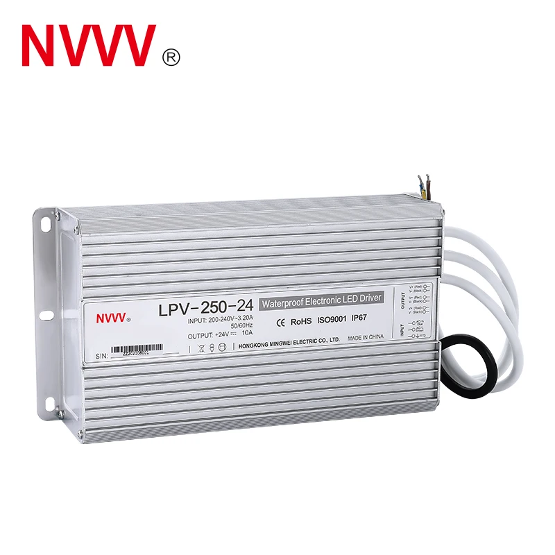 24v ac to dc transformer waterproof switching mode power supply LPV-250-24 LED driver 250W