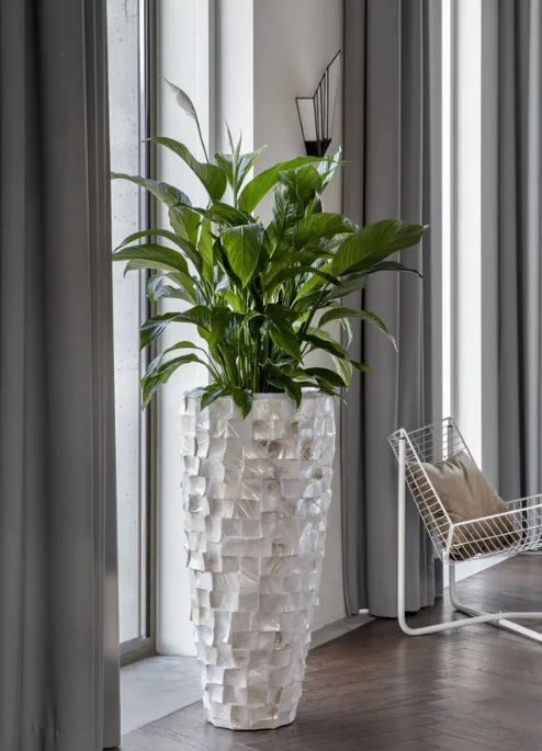 Wholesaler Manufacture Handcrafted nice big MOP shell vase broken-egg shape planter for garden  made in Vietnam large vases