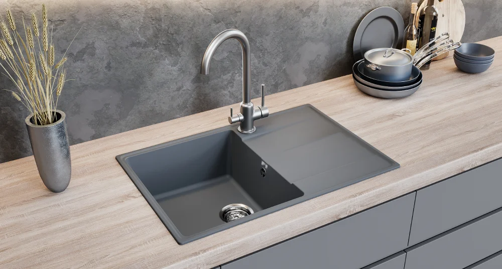 ULGRAN Quartz Prima 750 reversible one section kitchen sink made of composite