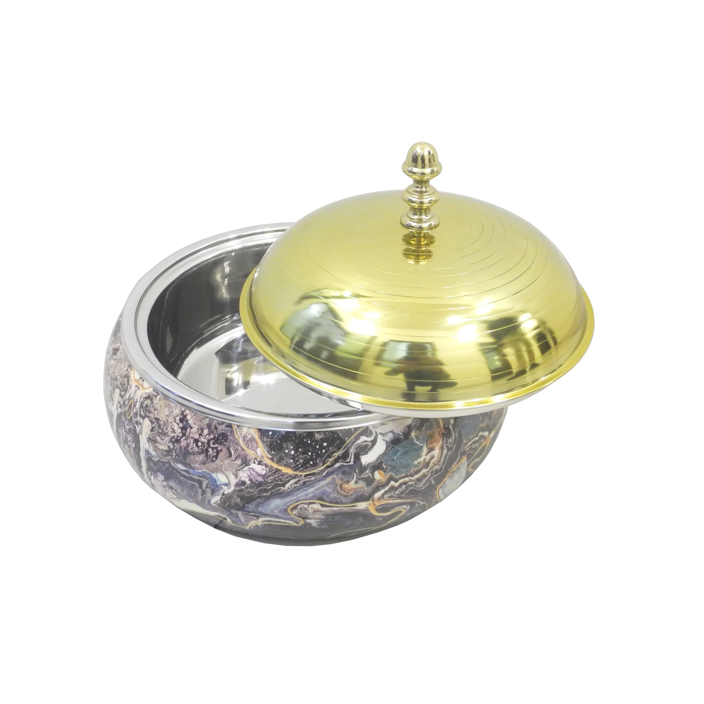 Hotel Wedding Party Food Storage Serving Hot Pot Insulated Casseroles Server Hot Pot Enamel Printed Finishing Hot Pot