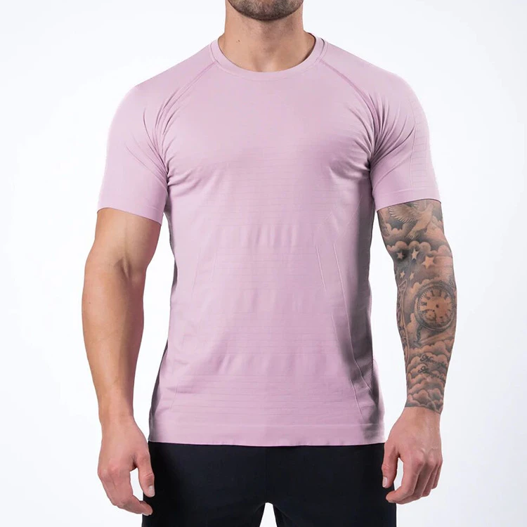 Custom Wholesale  mens active wear seamless knitwear gym men workout top fitness compression t shirt top by SINEWY SPORTS
