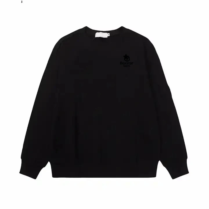 100% 450 GSM Heavyweight Casual Wear Sweatshirt Comfortable Size Striped Sweatshirts Men O-Neck Color Block Sweatshirts