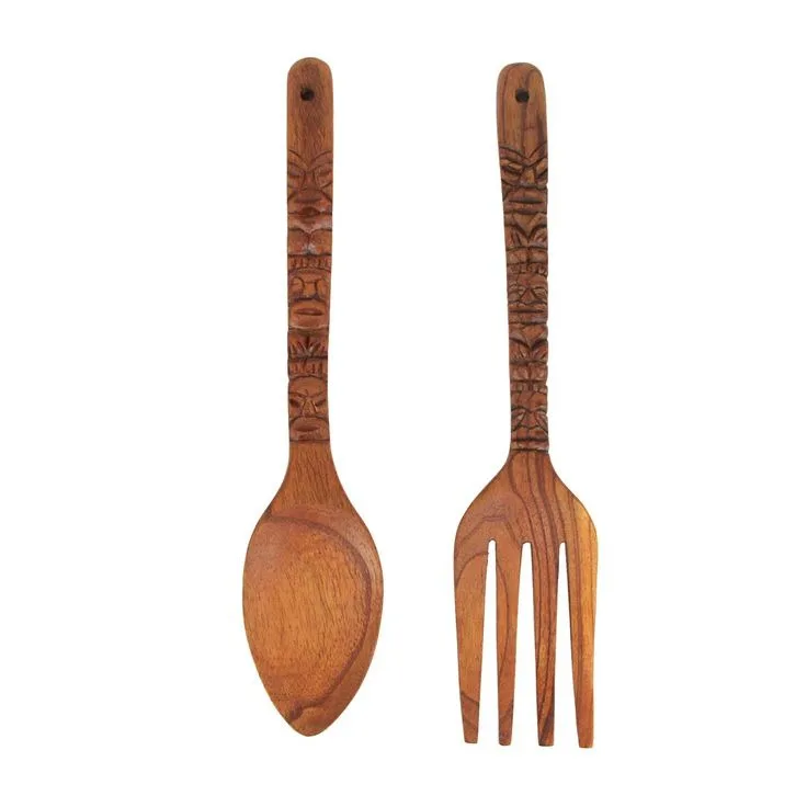 Handmade Wood Salad Server With Resin Finishing Handle Salad Serving Spoon & Fork Cutlery Premium Quality For Serving Dinnerware
