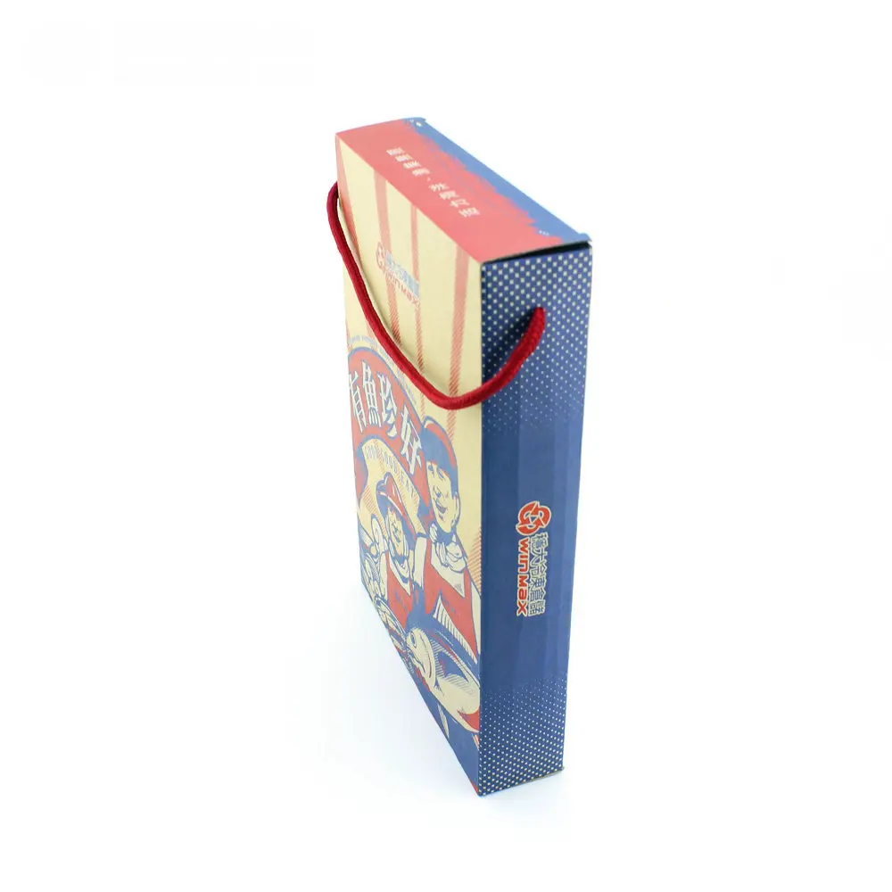 Custom Offset Printing Cardboard Gift Packaging Boxes with rope Handle