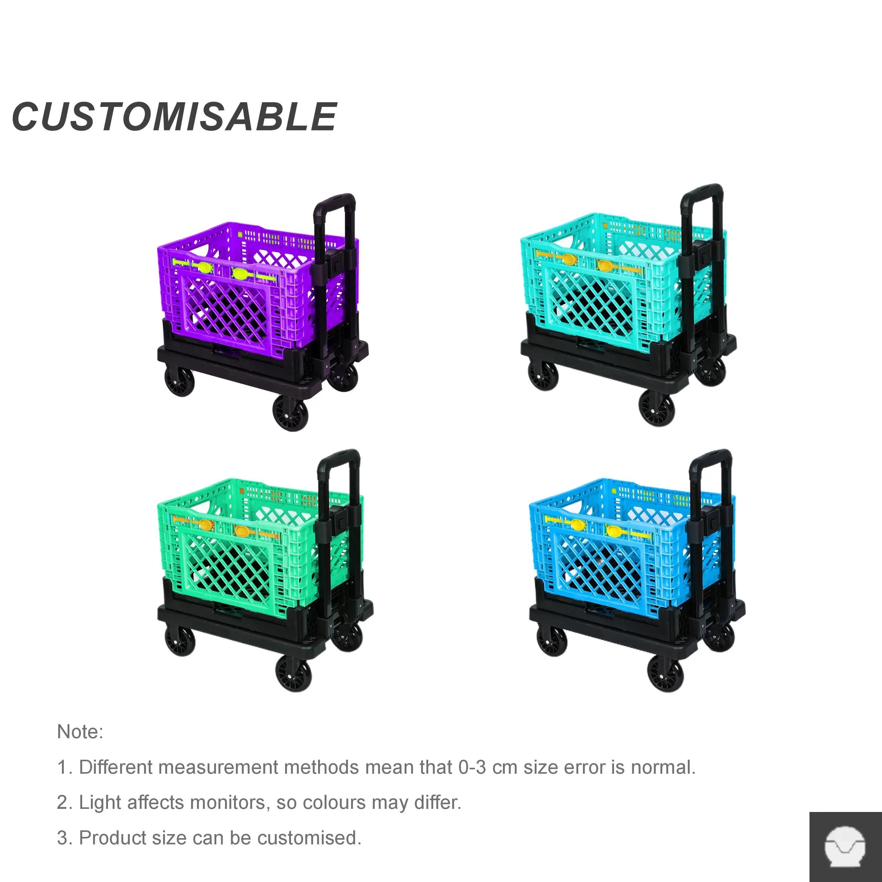 Customized Portable Hand Truck Strong Load Capacity  Shopping Cart Box Wheel Trolley Store Folding Cart