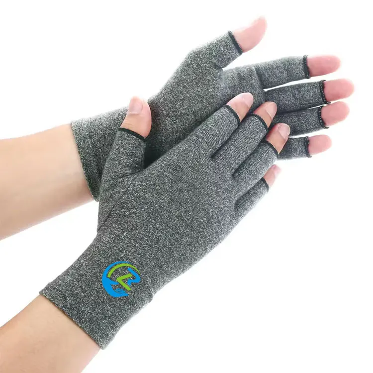 Wholesale Custom Half Finger Heated Sports Gym Tension Symptom Relieve Therapy Compression Women Men Work Pain Hand Gloves