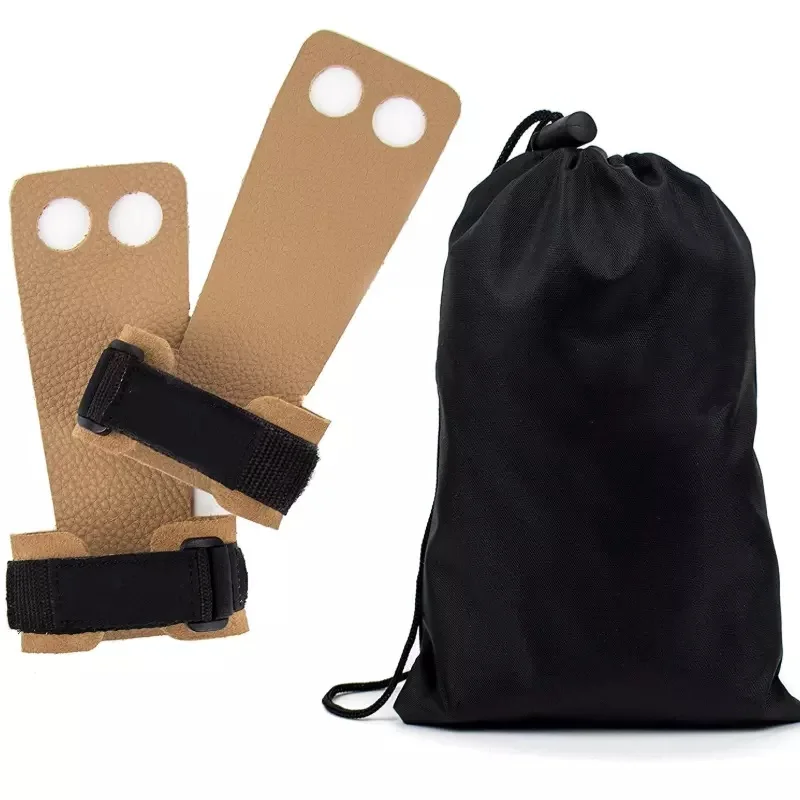 GAF 3 Hole Finger Leather Hand Grips For Gymnastics Pull Up Weight Lifting Kettlebells And Cross Training