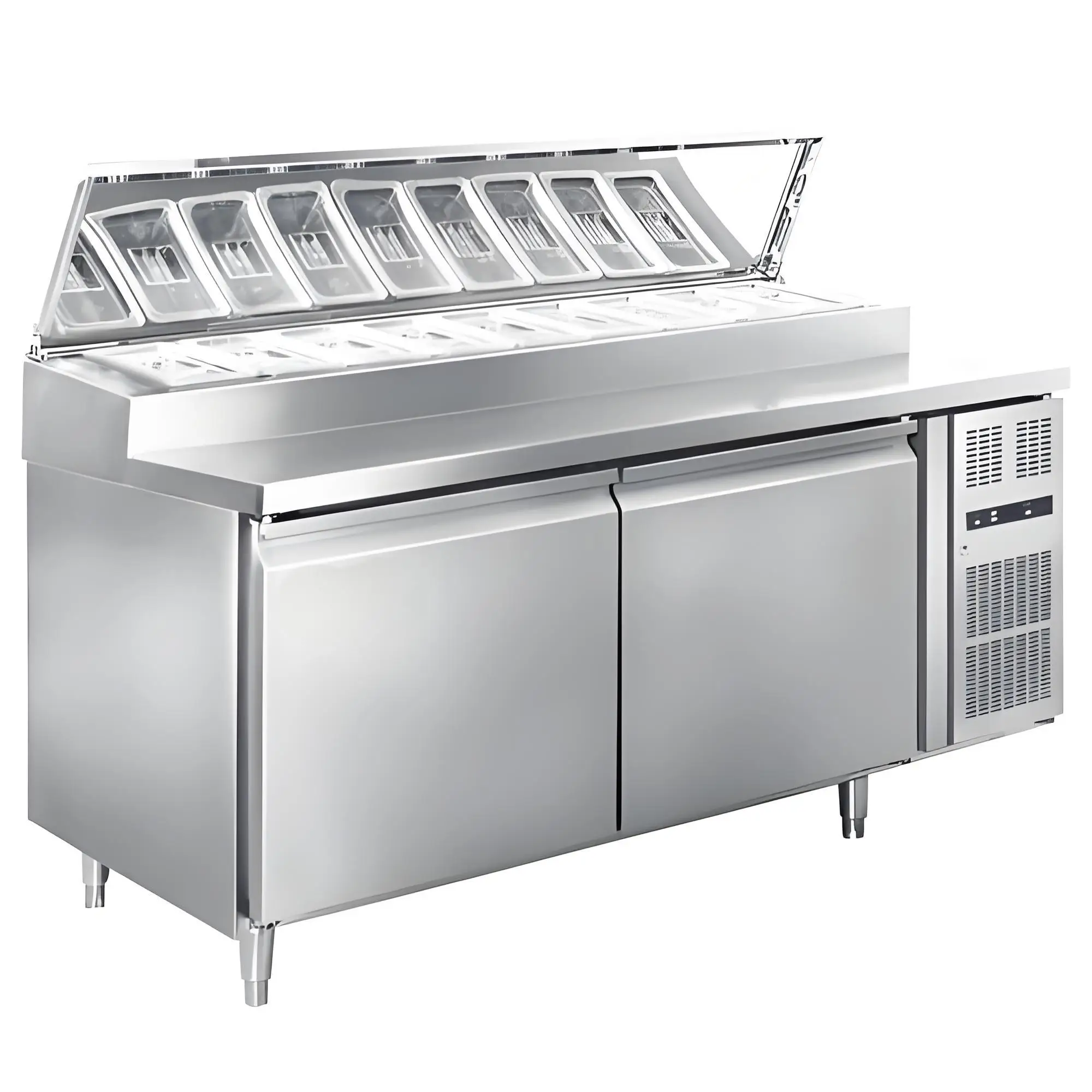 New glass door refrigerator Best Price Commercial Pizza Prep Table chiller high performance Counter salad freezer for kitchen