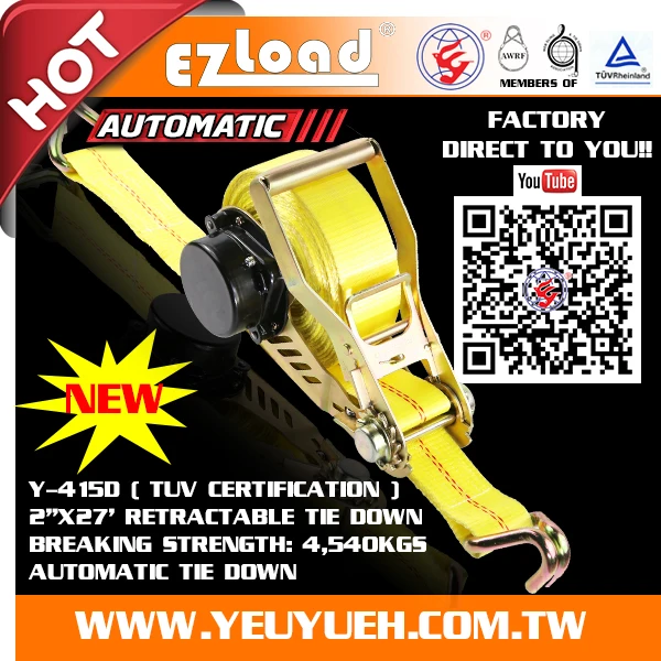 Best Sales Tie Down Strap Retractable Heavy Duty Metal Ratchet Strap With J Hook