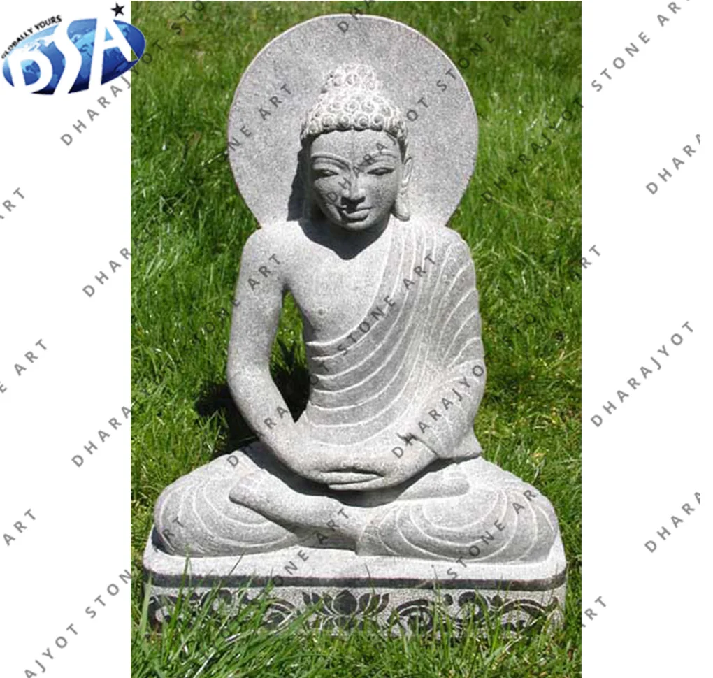 Large Garden Outdoor Sculptures Stone Carvings Marble Buddha Outdoor Garden Decor Carved Life Size