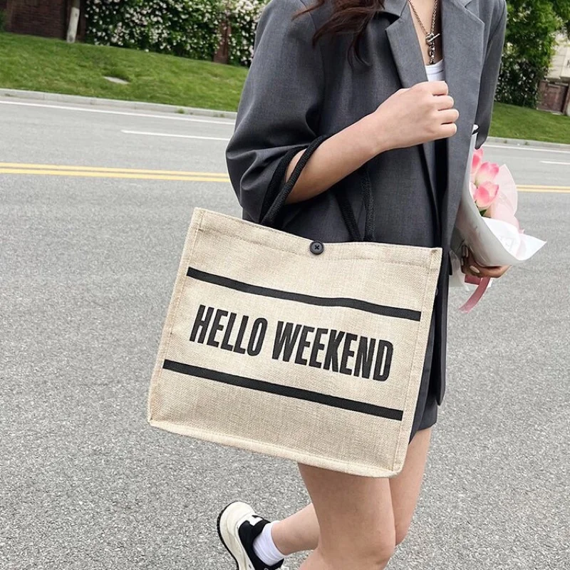 Вьетнамская оригинальная сумка для джута с индивидуальным дизайном ежедневного использования комбинированная 2 вида цветов