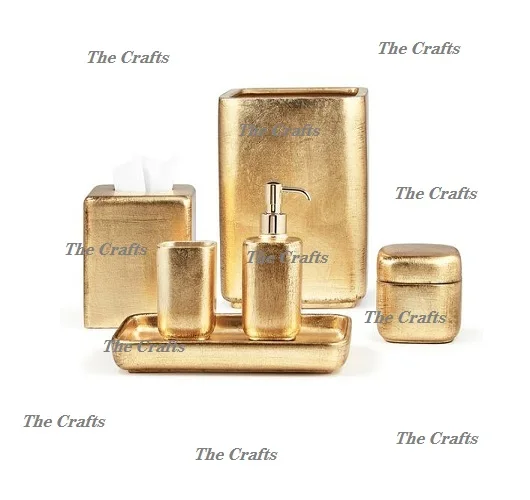 Fabulous Design Metal Gold Color Bathroom Set Of 7 Different Shape For Home And Hotel Bathroom Accessories