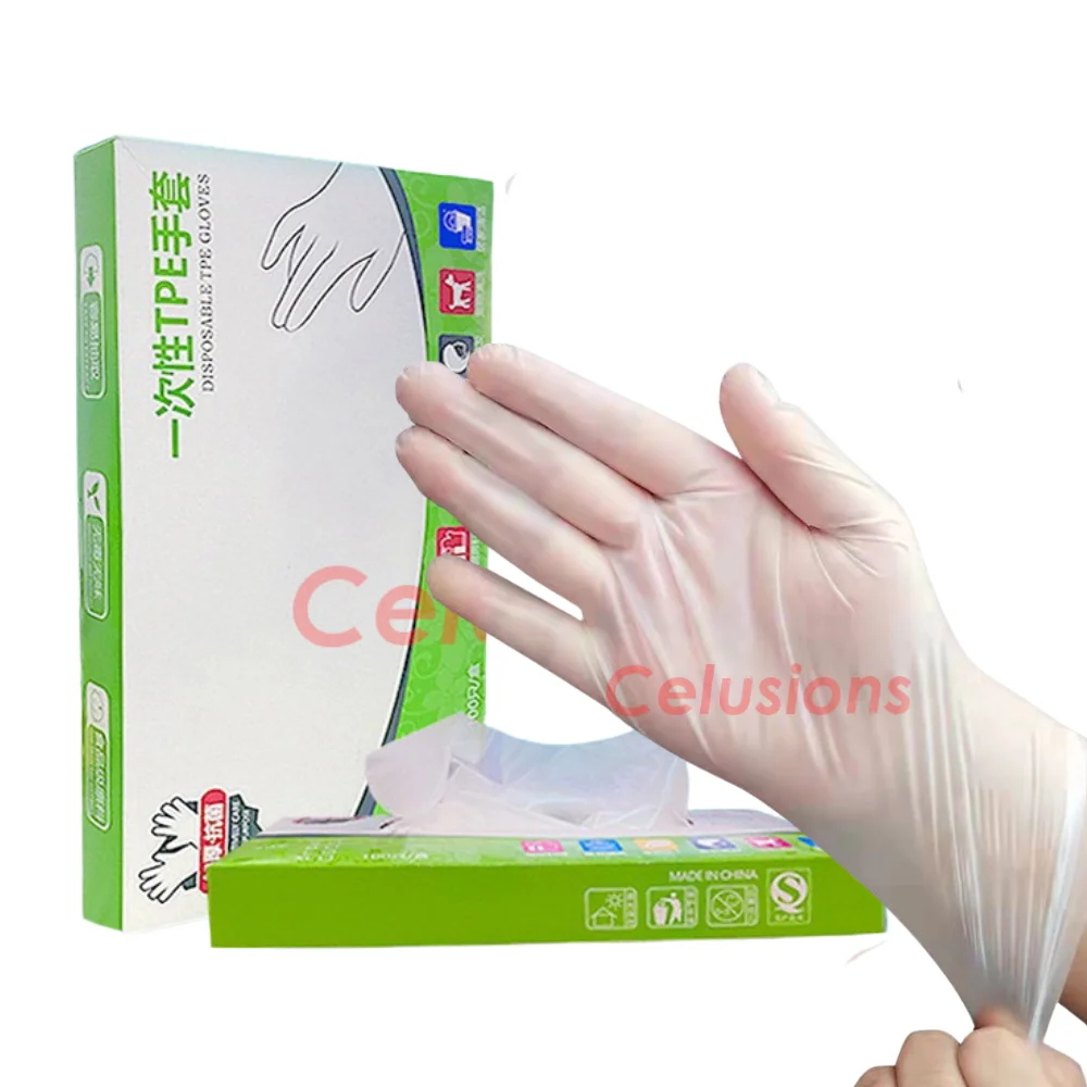 Best Price Wholesale Water Oil Proof Durable Elasticity Non Leakage Material TPE Disposable Gloves with Touch Screen Function