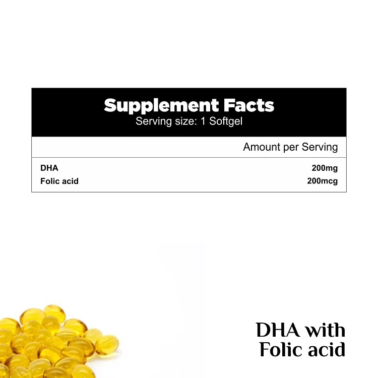 2022 Top Selling Wholesale Healthcare Dietary Supplement DHA + Folic Acid Softgel from Indian Manufacturer
