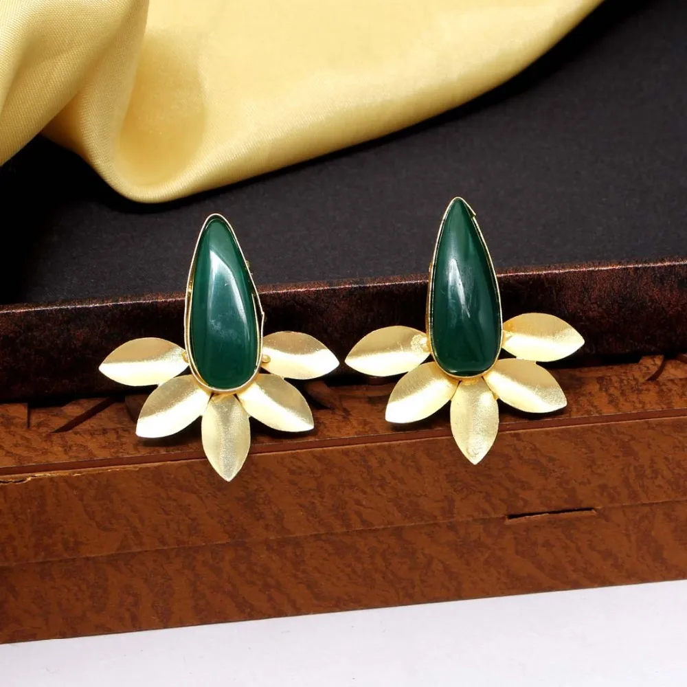 Latest Exclusive Designer Light Weight Brass Colorful Druzy Stone Amrapali  Dangle Earrings Women Girls Bulk buy only