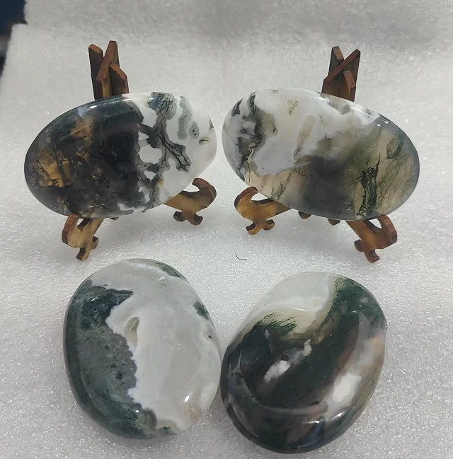 Wonderful Quality of Natural Moss Agate Flat Palms Stones Crystals Healing Crystal Palm Stone for Sale Soha