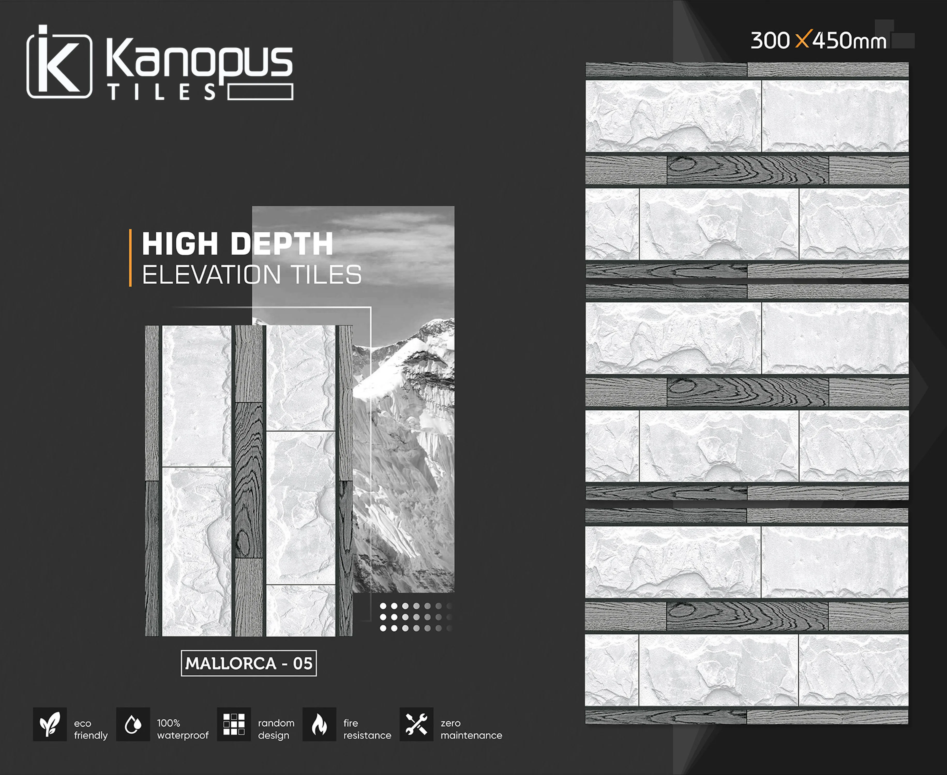 Cheap Price Ceramic Exterior & Interior 300x450mm Glazed Wall Elevation Stone & Brick Design Porcelain Tiles For Wall