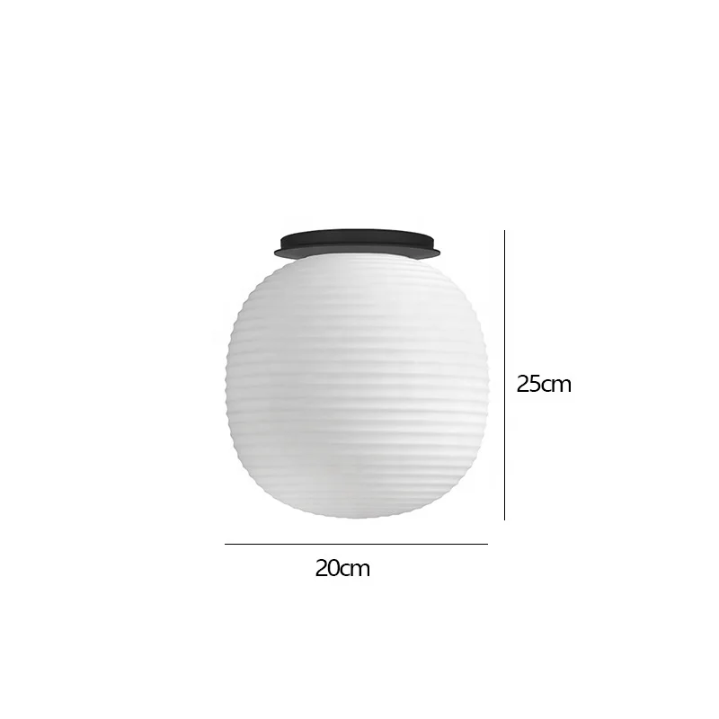 Lampshade Globe Lantern Ceiling Lamp Lighting Pendant Lamp Chandelier Light Opal Glass Small Ribbed Surface Round Frosted White