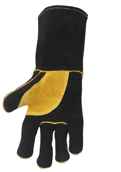 High-Durable Blue Welding Gloves with Yellow Reinforced Padded Palm XL Size Protective Leather Product for Welder