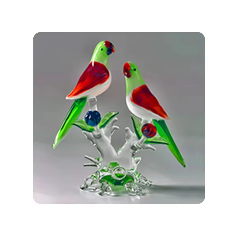 Latest Collection Beautiful Glass Made Peacock Pair Handicrafts Figurines for Gift and Home Decoration