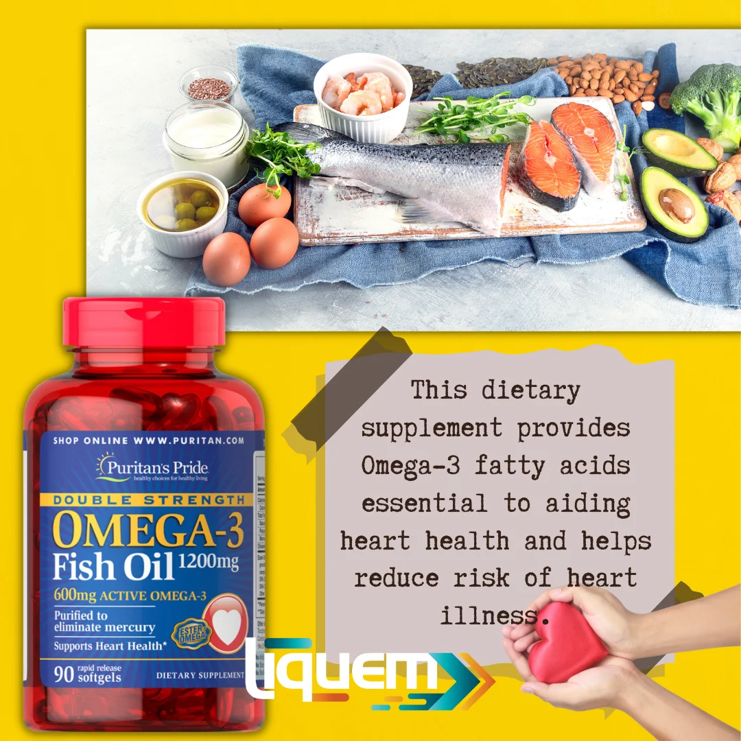 Wholesale Puritans Pride Double Strength Omega 3 Fish Oil 1200 mg/600 mg Omega-3 90 Count Antioxidant USA Distributor