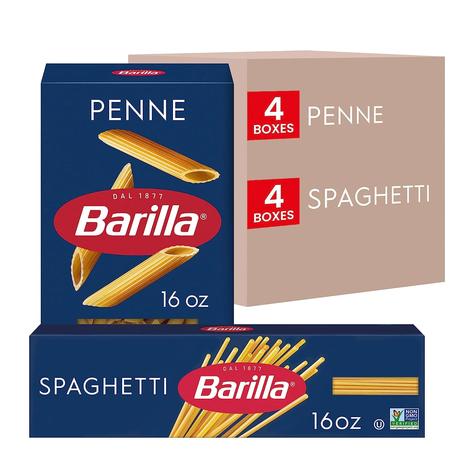 Premium Pasta & Spaghetti Variety Pack - 16 Oz. Boxes, Durum Wheat Semolina, Kosher Certified - Authentic