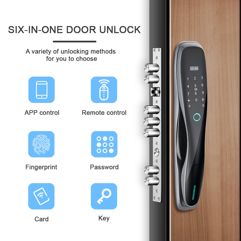 HIMOJO In Stock WiFi Tuya Smart Lock APP Access Electronic Biometric Fingerprint Digital Smart Door Lock for wooden doors