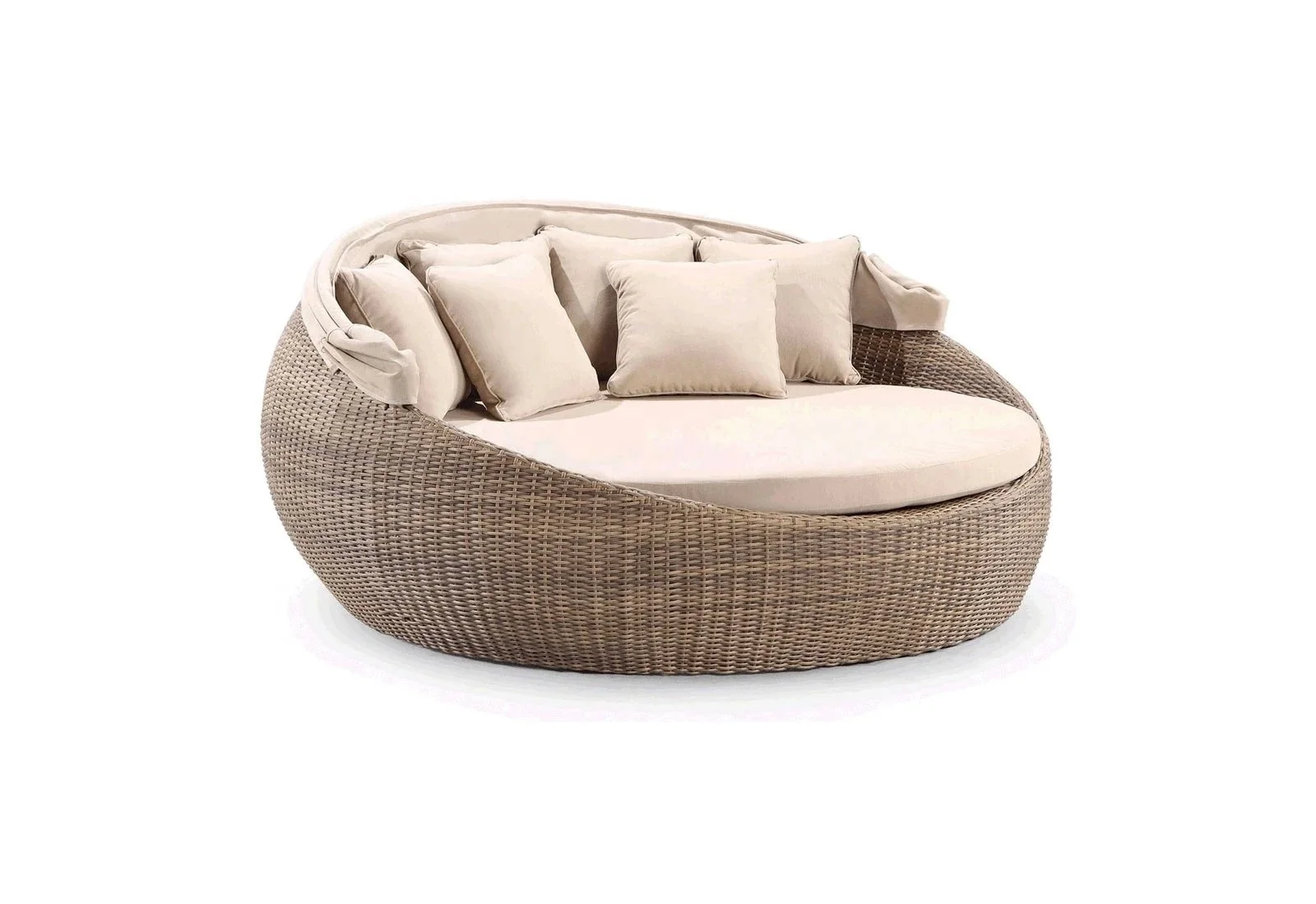 PRSF-001H Poly rattan heart shaped sofa outdoor seating sun lounger bed powder coated aluminum frame outdoor cushion