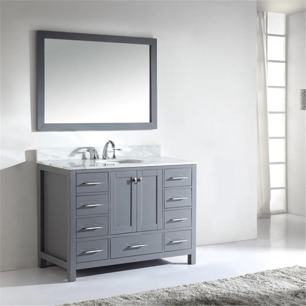 White Shaker Doors Freestanding Double Doors Custom Made Cabinet Single Sink Bathroom Vanity